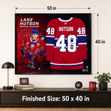 Lane Hutson Signed Framed 40x50 Montreal Canadiens Fanatics Premium Home Jersey - AUCTION