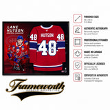 Lane Hutson Signed Framed 40x50 Montreal Canadiens Fanatics Premium Home Jersey - AUCTION