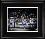 Lane Hutson, Noah Dobson, and Ivan Demidov Triple Signed 16x20 Print Framed Montreal Canadiens Celebration Line (Limited Edition of 25)