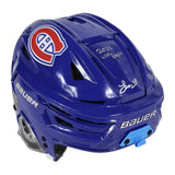 Lane Hutson signed Montreal Canadiens blue Bauer Re-Akt 155 helmet inscribed 2022 NHL Draft, numbered 5 of 8 - front view