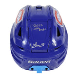 Lane Hutson signed Montreal Canadiens blue Bauer Re-Akt 155 helmet inscribed 2022 NHL Draft - view 2