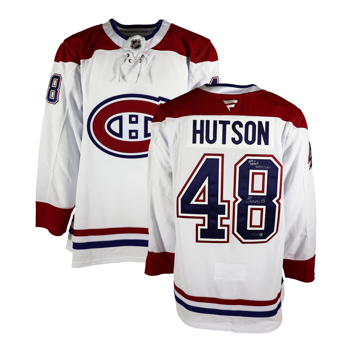 Lane Hutson Signed Montreal Canadiens Away Fanatics Premium Jersey insc."NHL Debut 04/15/2024" (Limited Edition of 25) - AUCTION