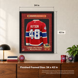 Lane Hutson Signed Framed 34x42 Photo Glass Montreal Canadiens 2026 Heritage Classic Fanatics Premium Jersey (Limited Edition of 148)