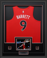 RJ Barrett Signed Jersey Framed Toronto Raptors Red Nike Icon Edition