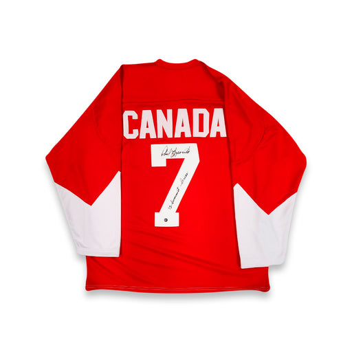 Phil Esposito Signed Team Canada 1972 Red Replica Jersey with "72 Summit Series" Inscribed - Frameworth Sports Canada 