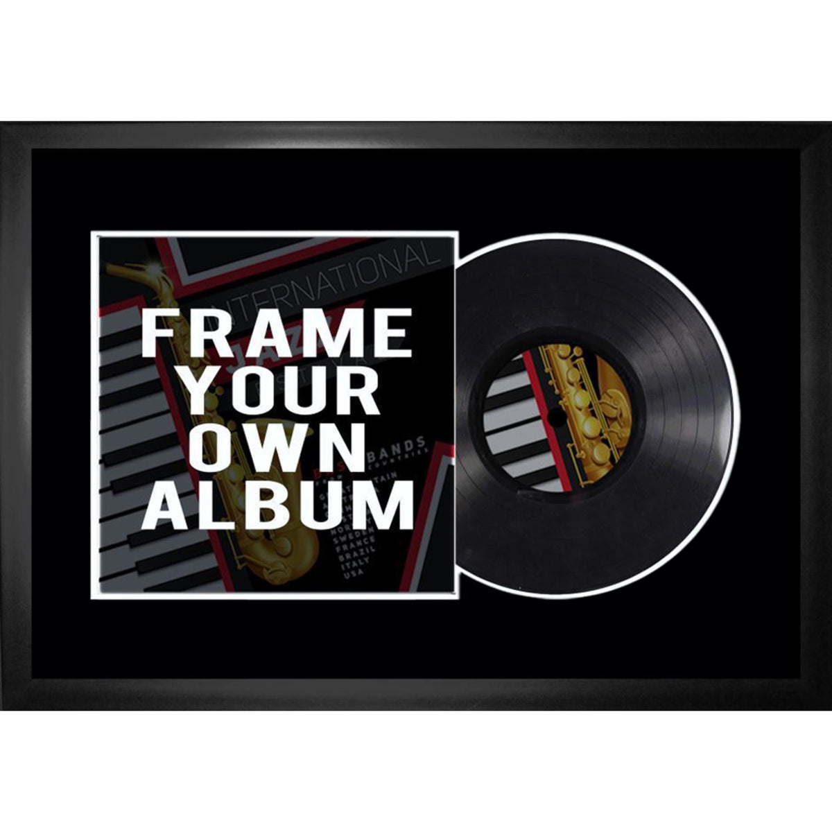Vinyl Album Frame with Black Background