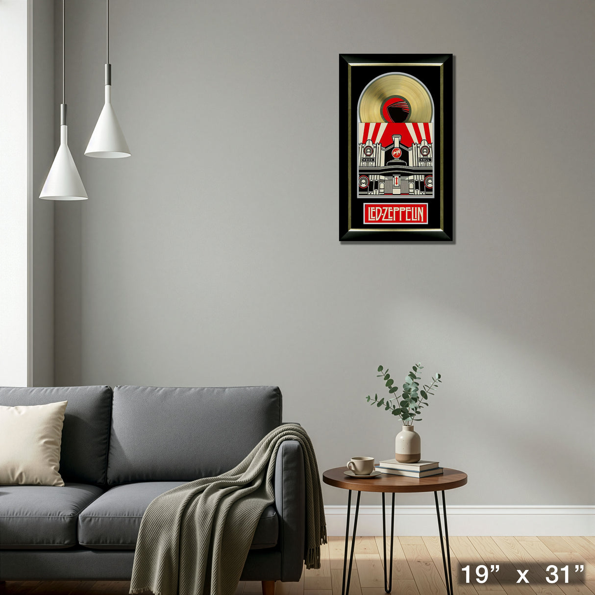 Led Zeppelin Mothership Music Cover Framed with Gold Vinyl – Detail – Frameworth