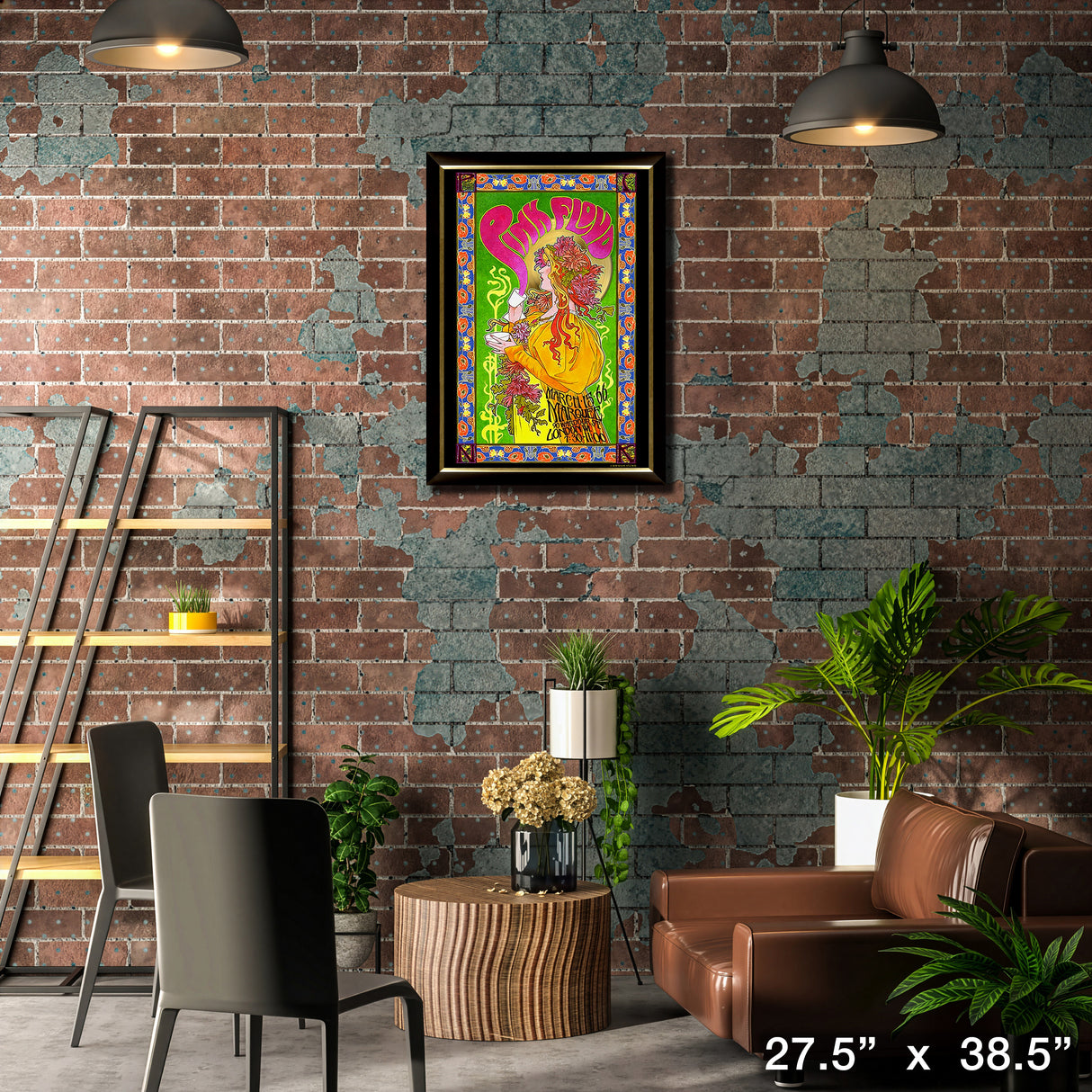 Pink Floyd Masse Framed Poster with Gold Vinyl – Lifestyle – Frameworth