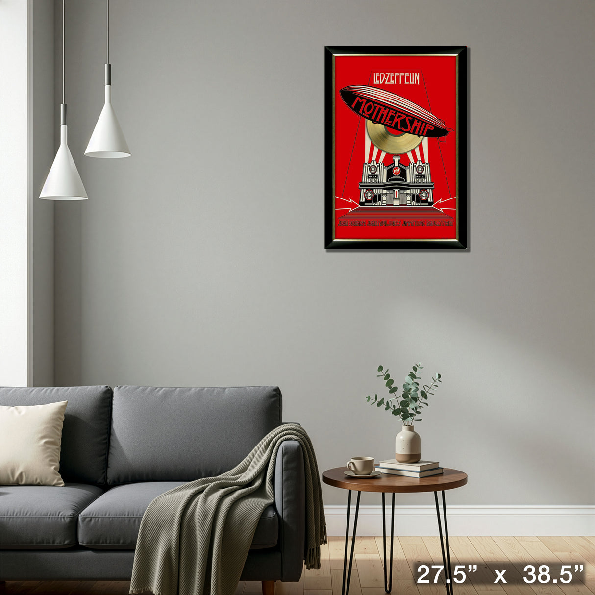 Led Zeppelin Mothership Framed Poster with Gold Vinyl – Detail – Frameworth