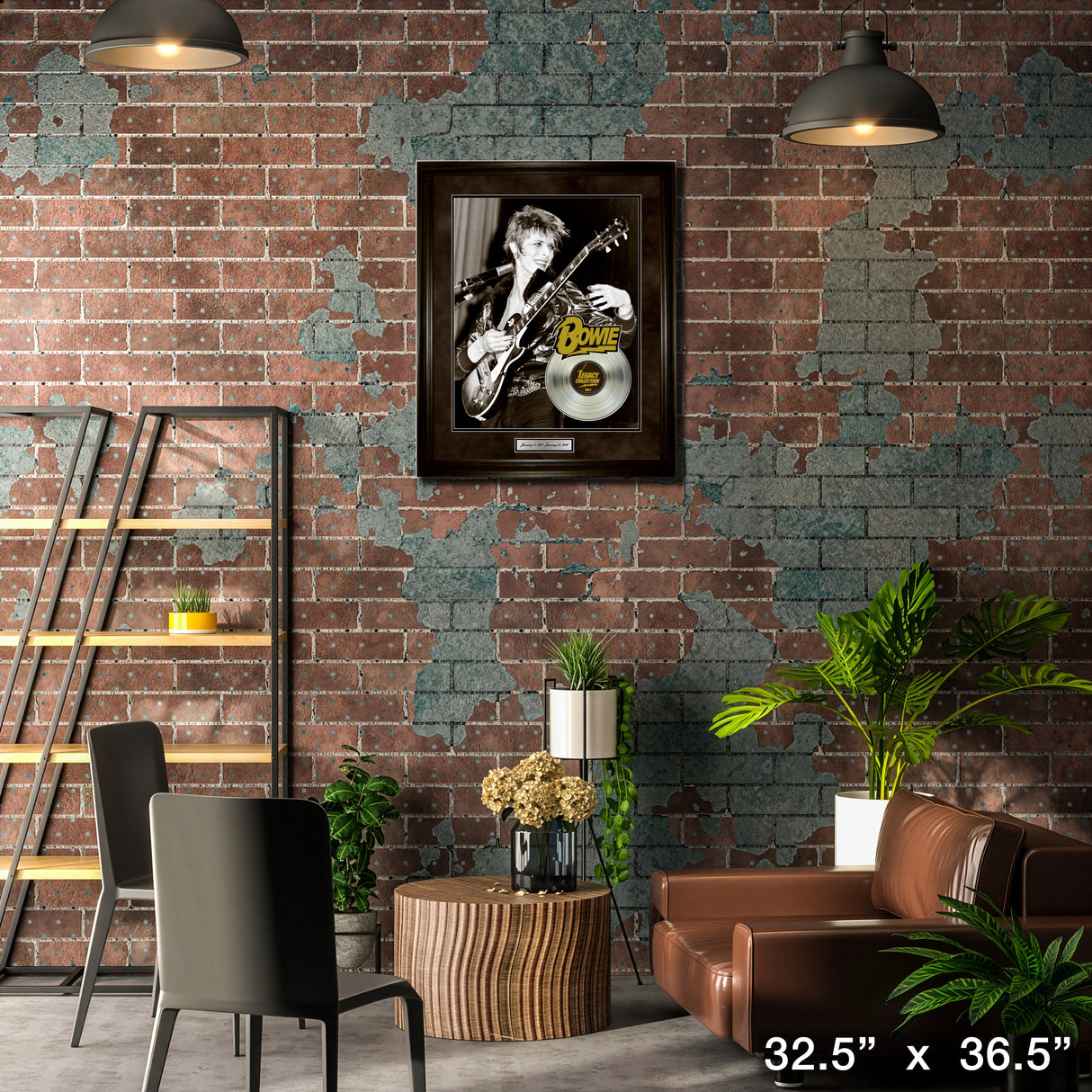 David Bowie Playing Guitar Framed With Platinum LP – Lifestyle – Frameworth