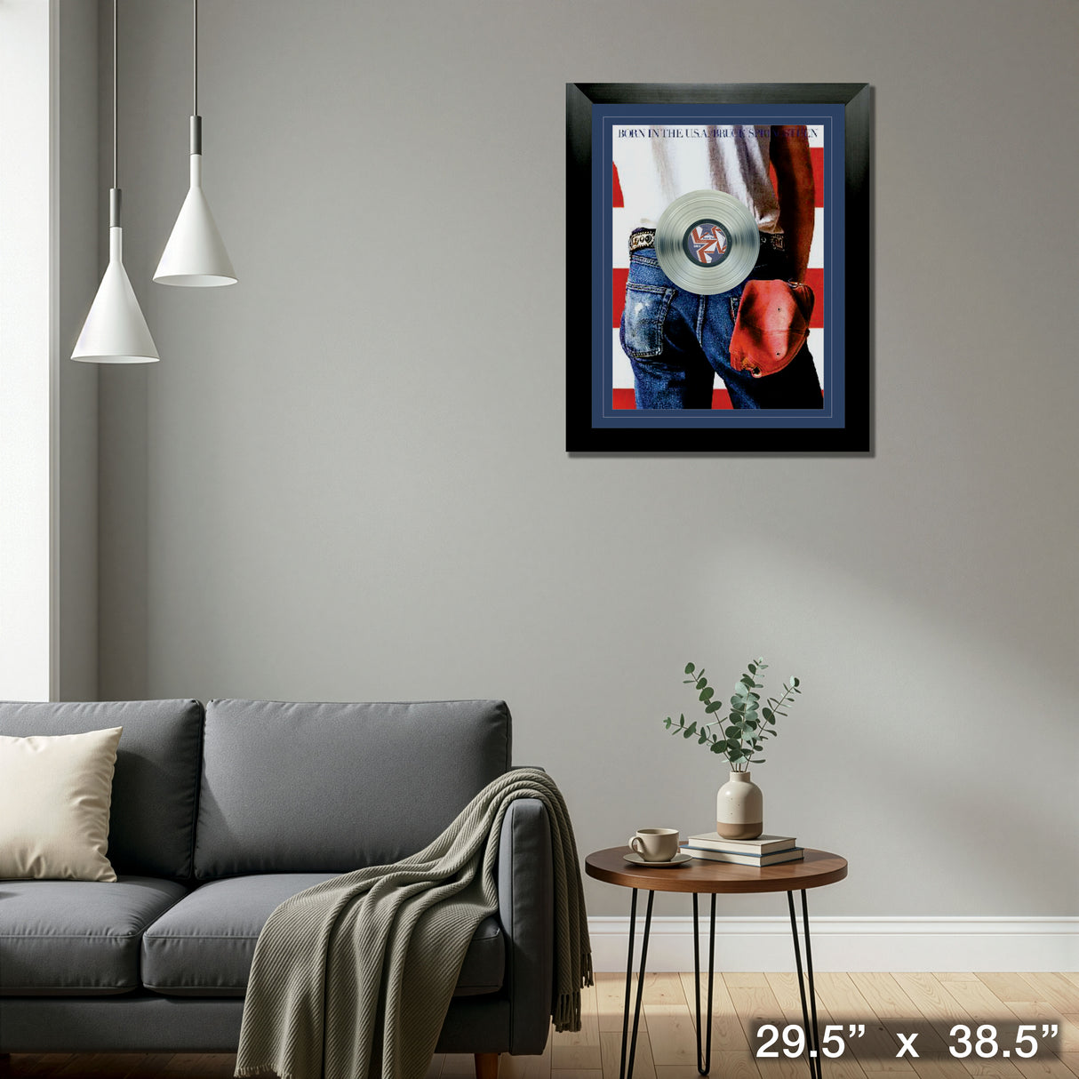 Bruce Springsteen Framed Born in the USA Collage with Platinum LP – Detail – Frameworth