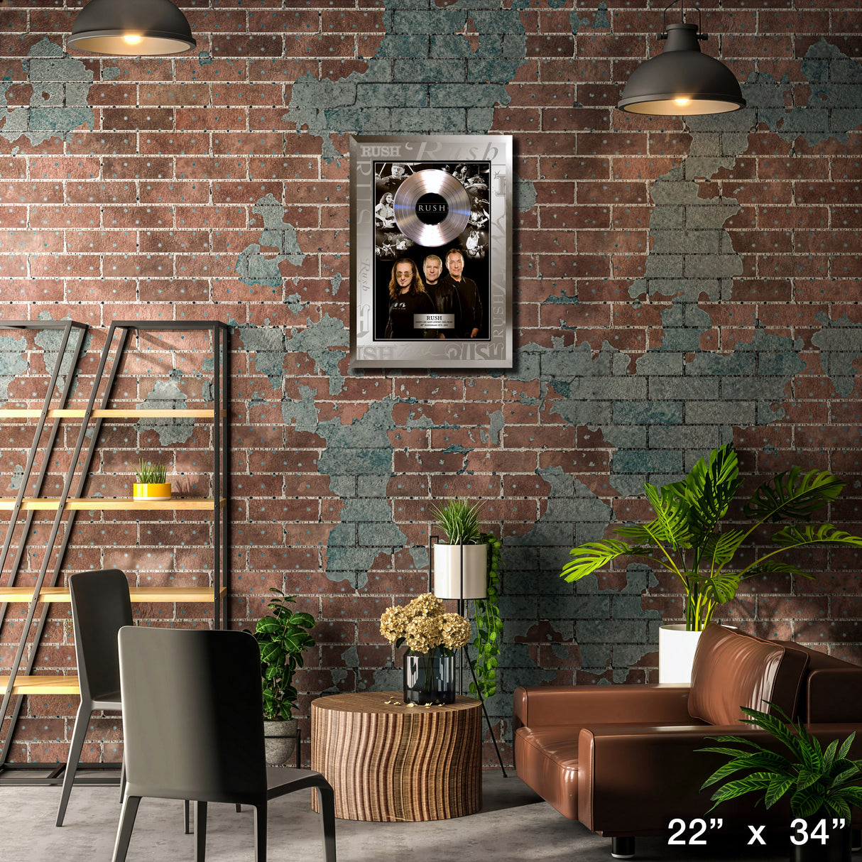 Rush Framed Black and White Photo Collage with Platinum LP – Lifestyle – Frameworth