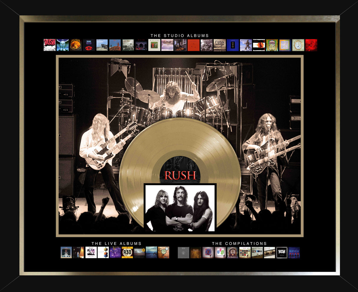 Rush Framed Album Collection Collage with Gold 45 Record - AUCTION