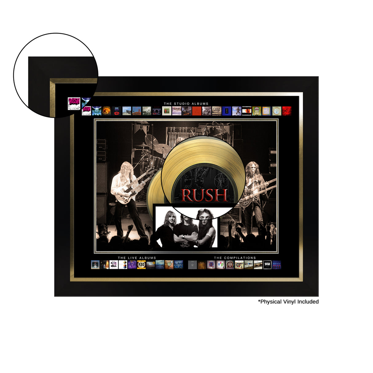 Rush Framed Album Collection Collage with Gold 45 Record - AUCTION