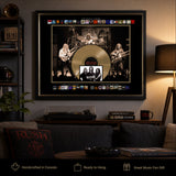 Rush Framed Album Collection Collage displayed in a living room music space