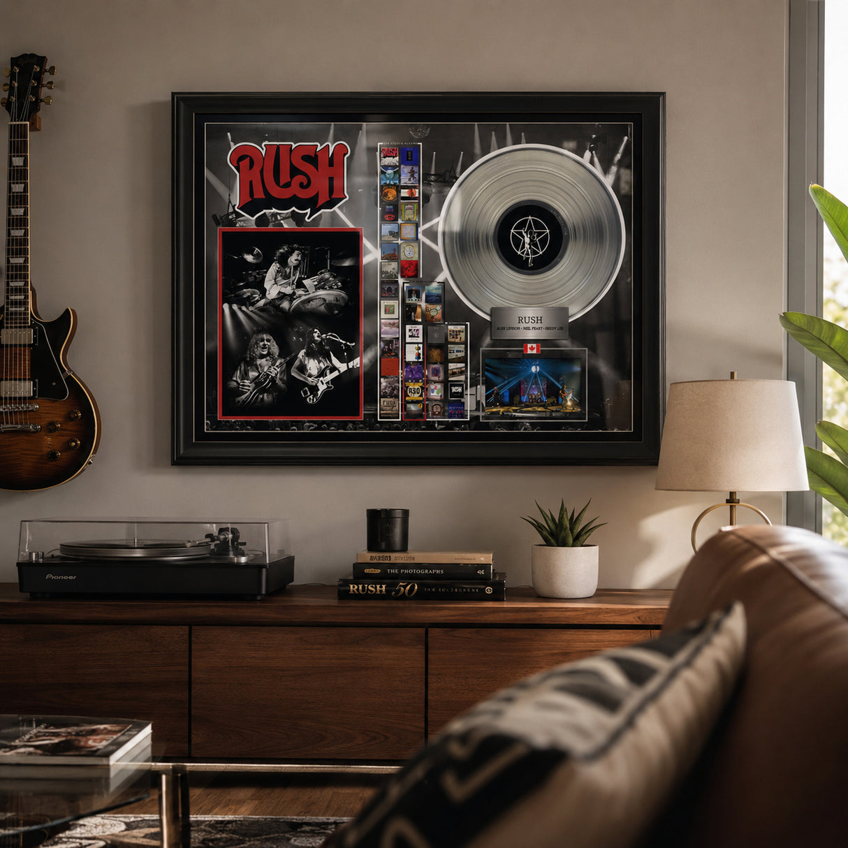 Rush Framed Collage With Platinum LP room wall lifestyle image
