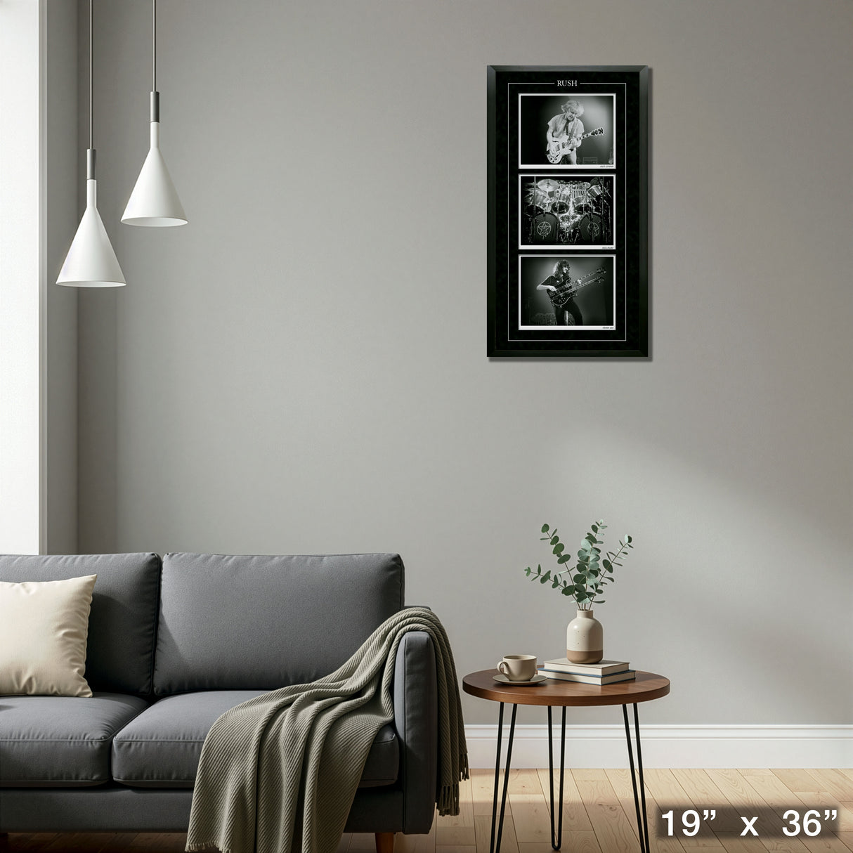 RUSH Framed Triple Black & White Photo Collage Vertical – Detail – Frameworth