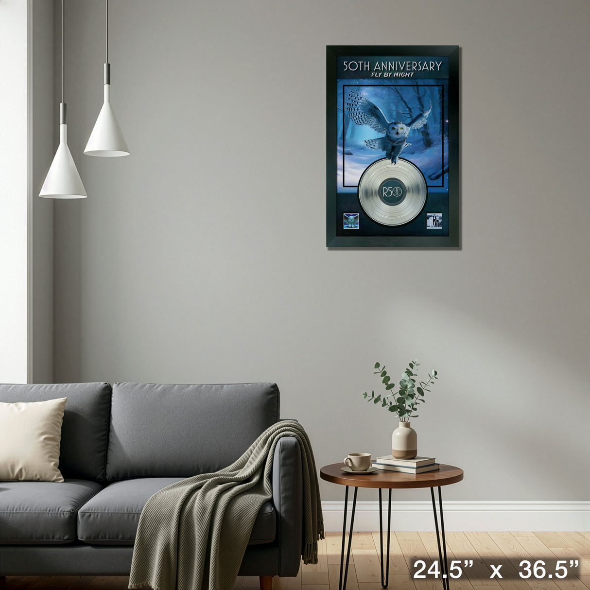 RUSH Fly By Night 50th Anniversary Frame with Platinum LP – Detail – Frameworth