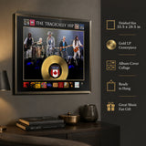 The Tragically Hip Framed Album Collage with Gold LP - Feature infographic with dimensions and display details