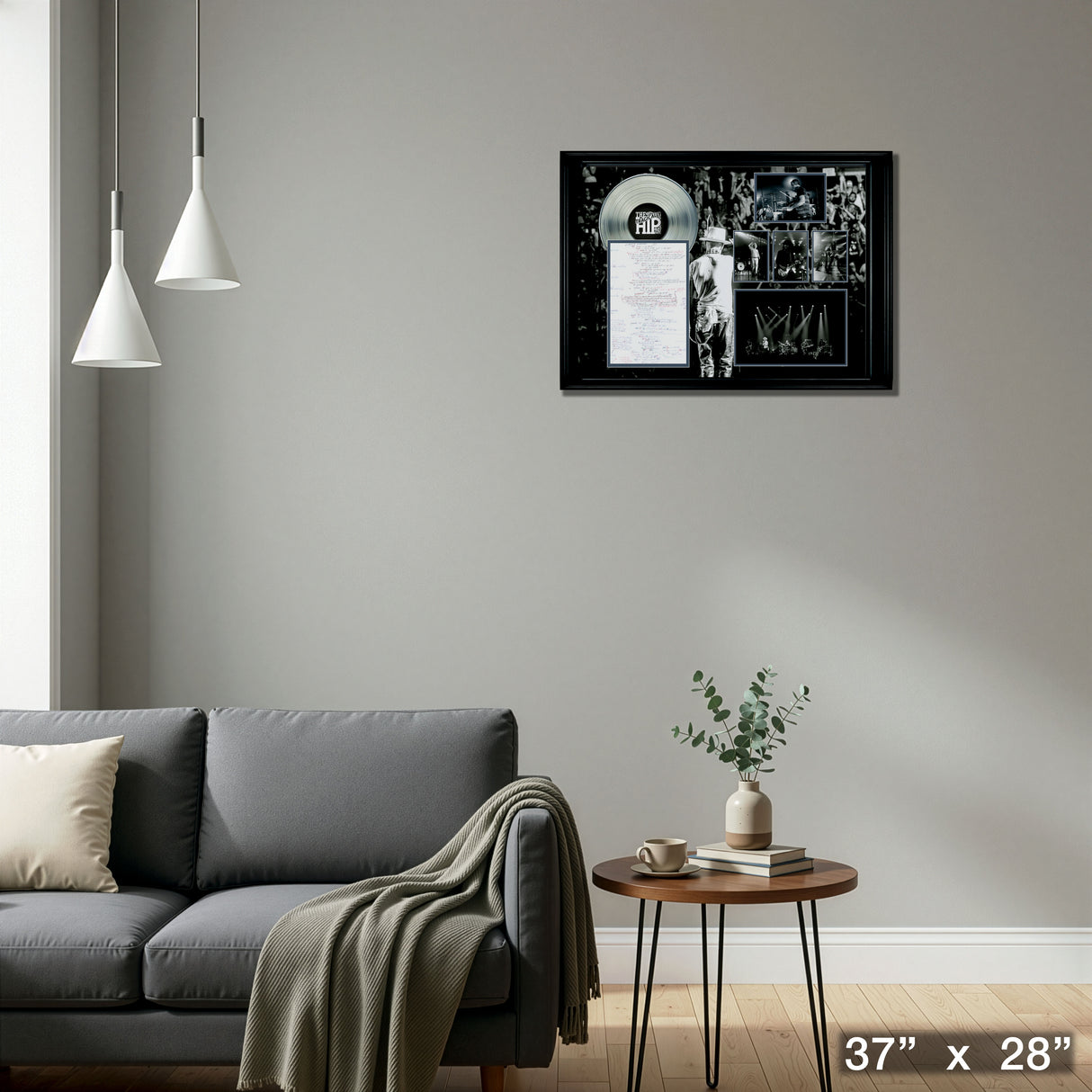 The Tragically Hip Framed On Tour Collage with Lyric Sheet and Silver LP – Detail – Frameworth