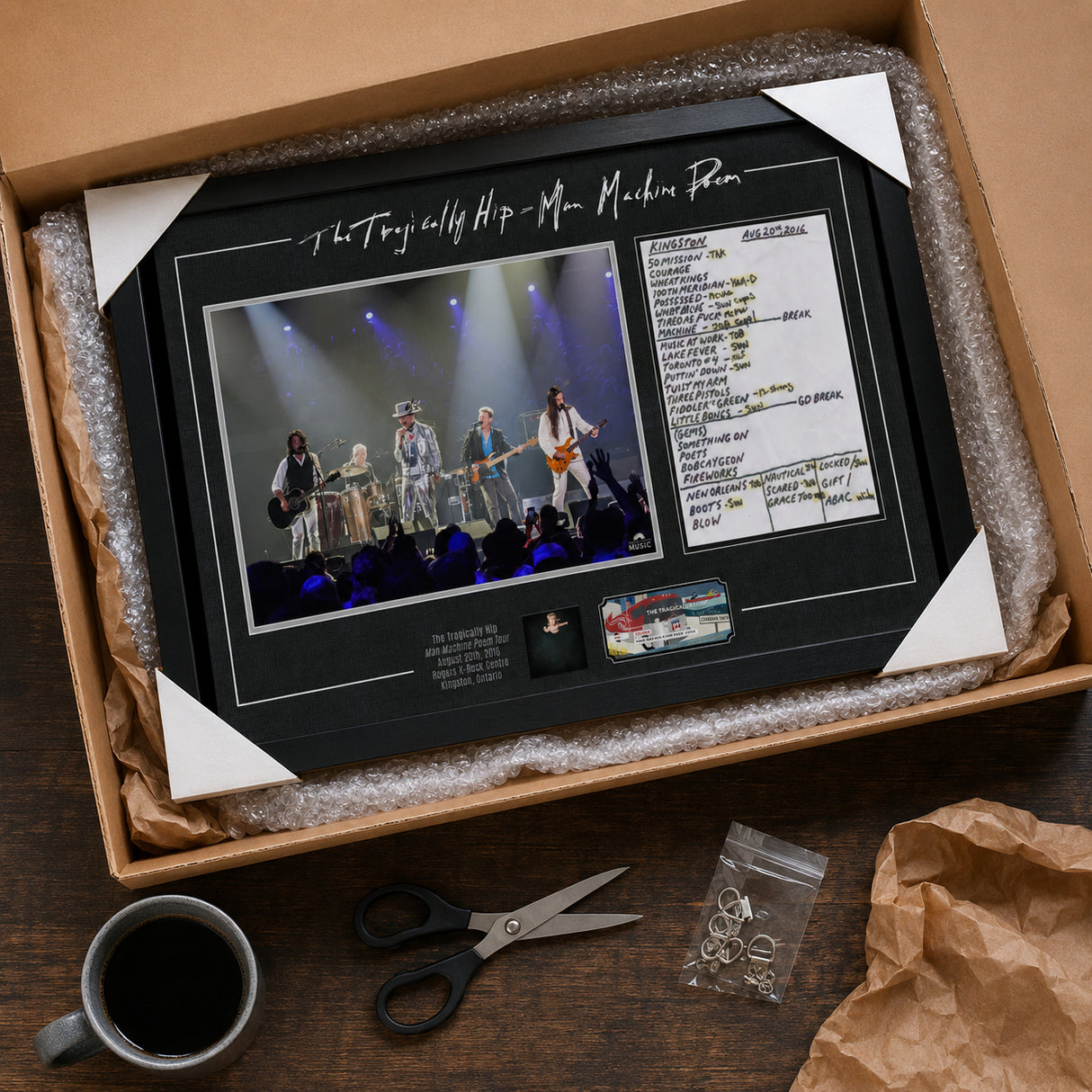 The Tragically Hip Framed Final Show in Kingston - Unboxing presentation in shipping packaging