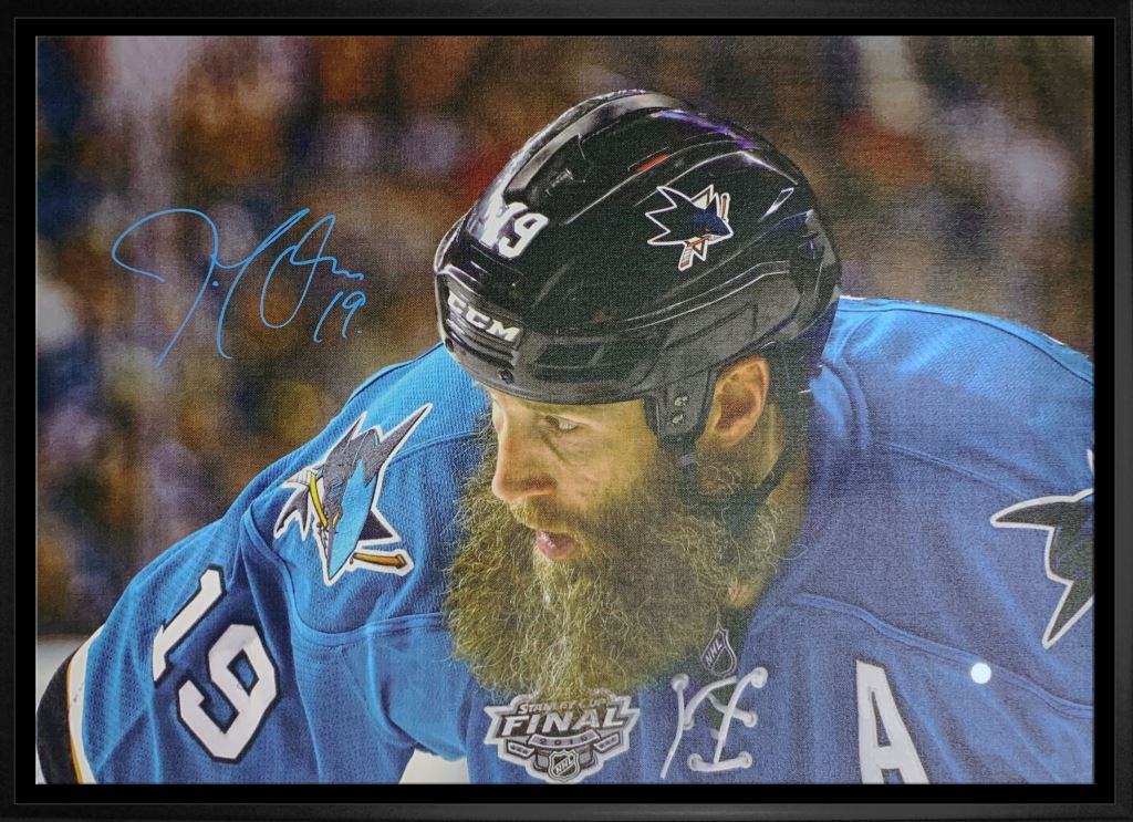 Joe Thornton San Jose Sharks Signed Framed 20x29 Close-Up Canvas