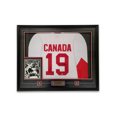 Paul Henderson Signed Framed Team Canada 1972 Summit Series White Replica Jersey - Frameworth Sports Canada 