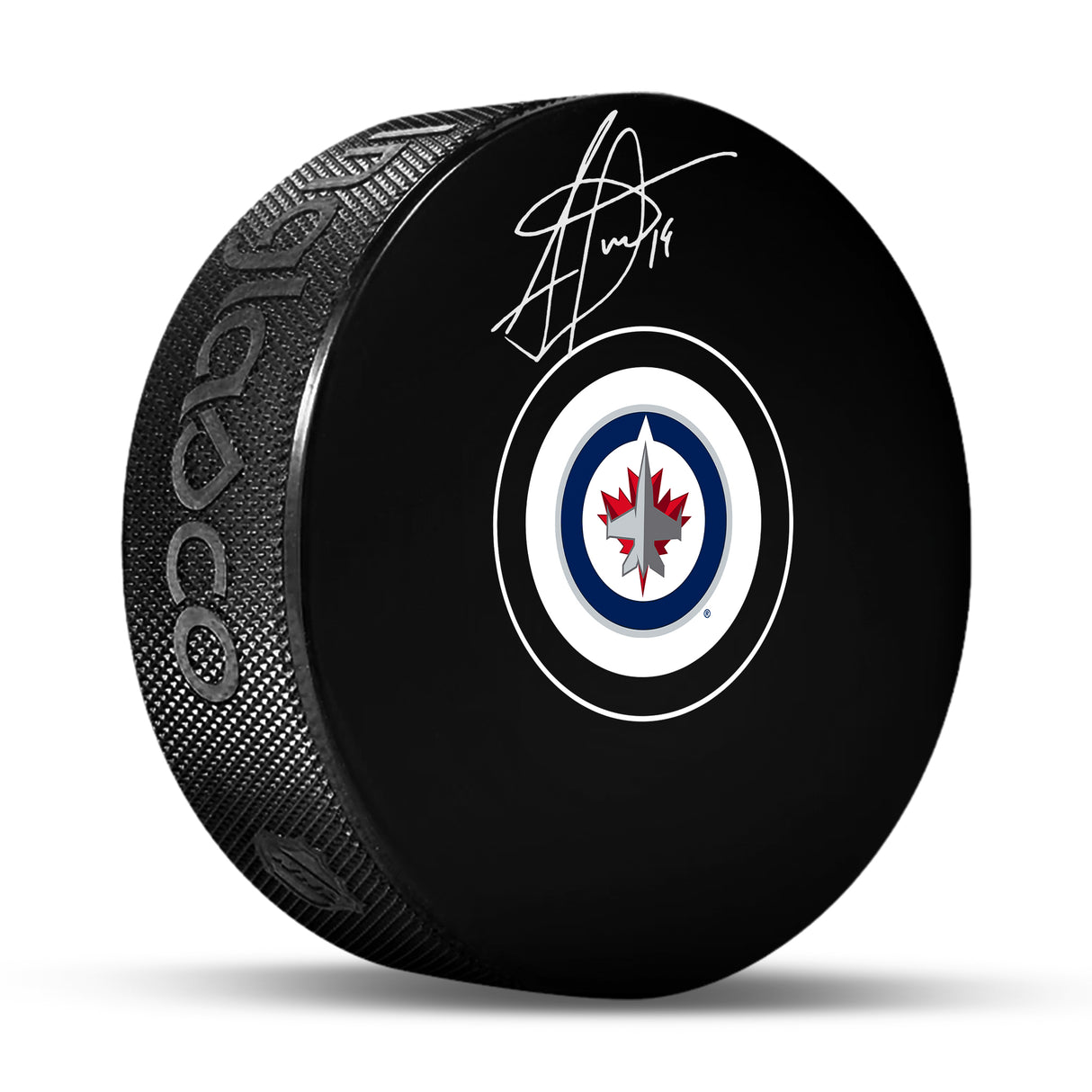 Jonathan Toews Signed Puck Winning Jets Logo