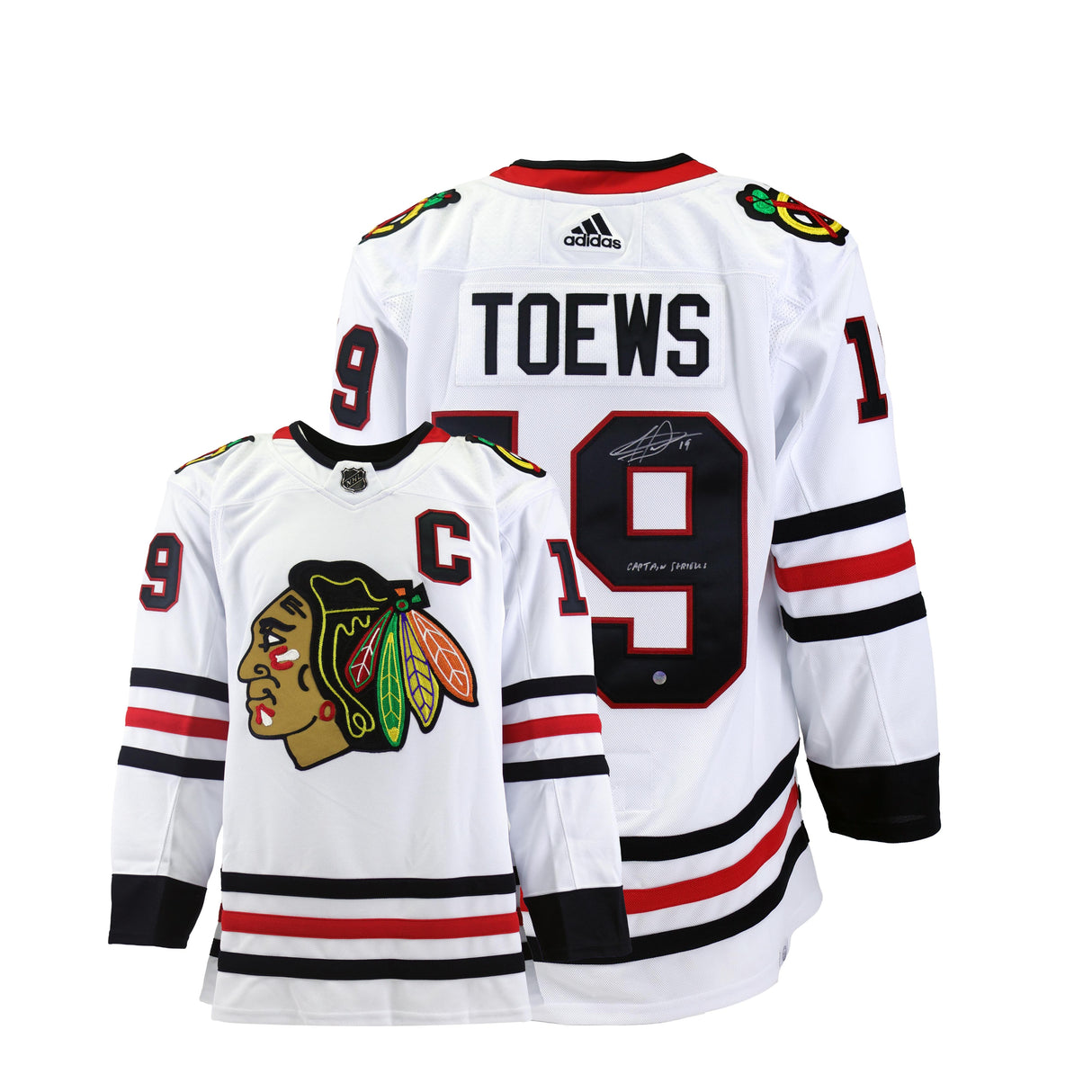 Jonathan Toews Signed Chicago Blackhawks Adidas White Jersey with Insc "Captain Serious" - AUCTION