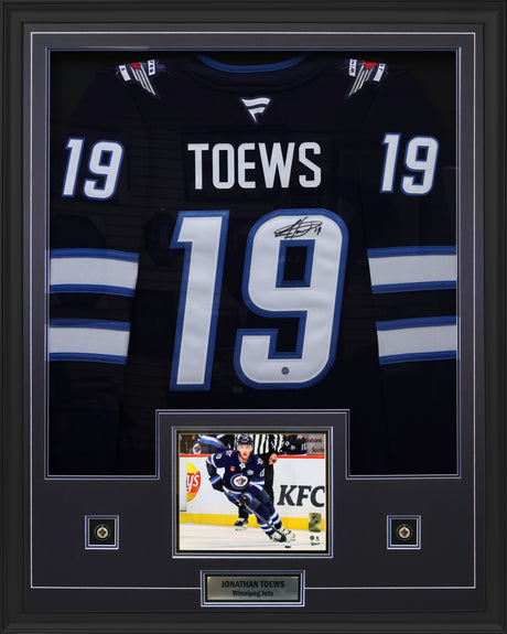 Jonathan Toews Signed Winnipeg Jets Fanatics Premium Home Jersey Framed - AUCTION