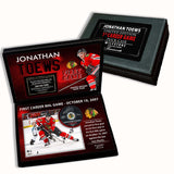 Jonathan Toews Signed Puck 1st Career Game, October 10, 2007 Chicago Blackhawks in a Deluxe Case (Limited Edition of 119)