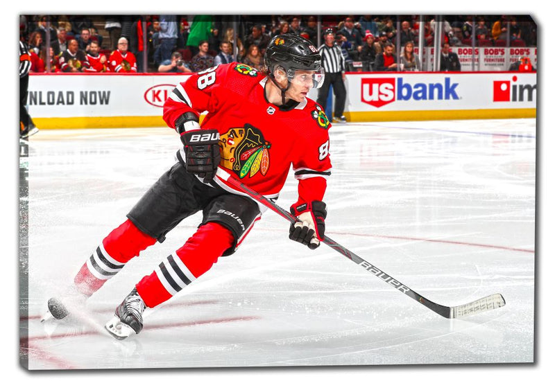 Patrick Kane 20x29 Framed Canvas Blackhawks Red-H Skating