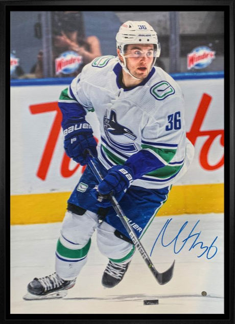 Nils Hoglander Vancouver Canucks Signed Framed 20x29 Skating Canvas - Frameworth Sports Canada 