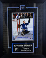 Johnny Bower Toronto Maple Leafs Signed Framed 8x10 Stretching Save Photo