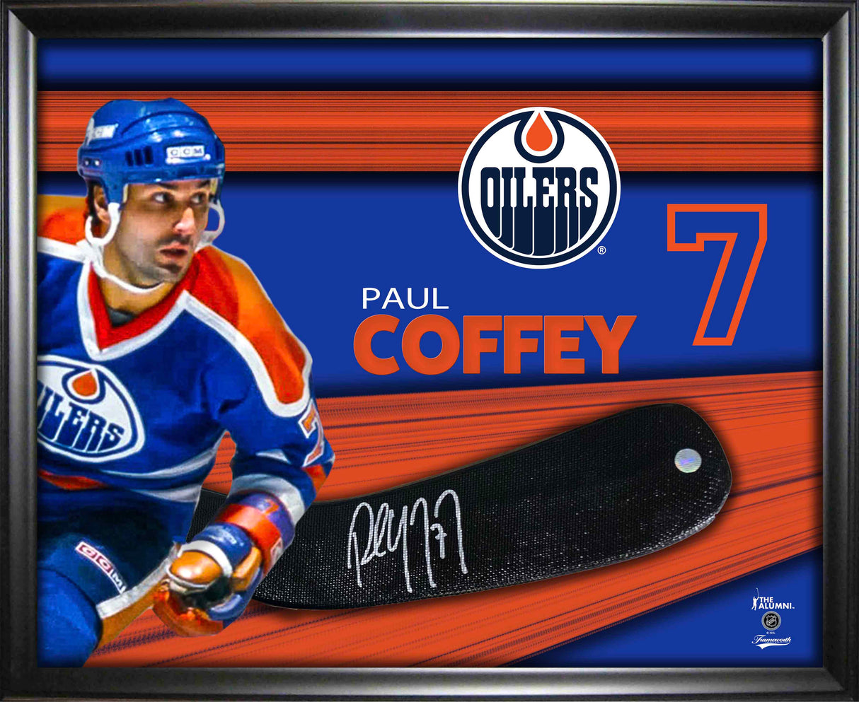 Paul Coffey Signed PhotoGlass Framed Edmonton Oilers Stickblade