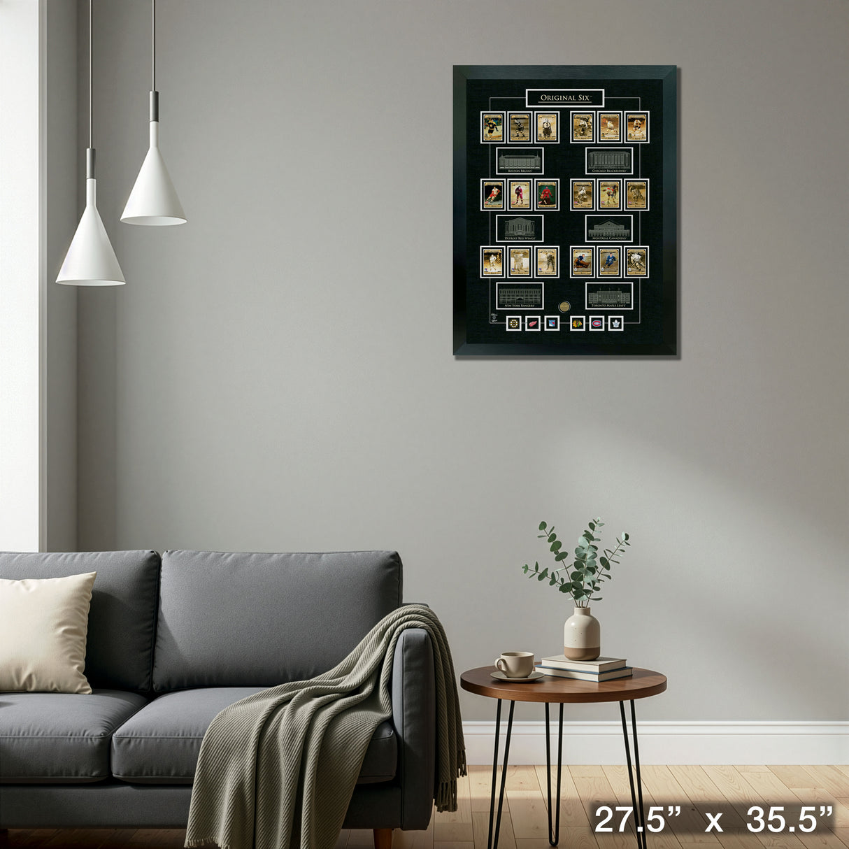 Original Six Collage Framed With 6 Pins – Detail – Frameworth