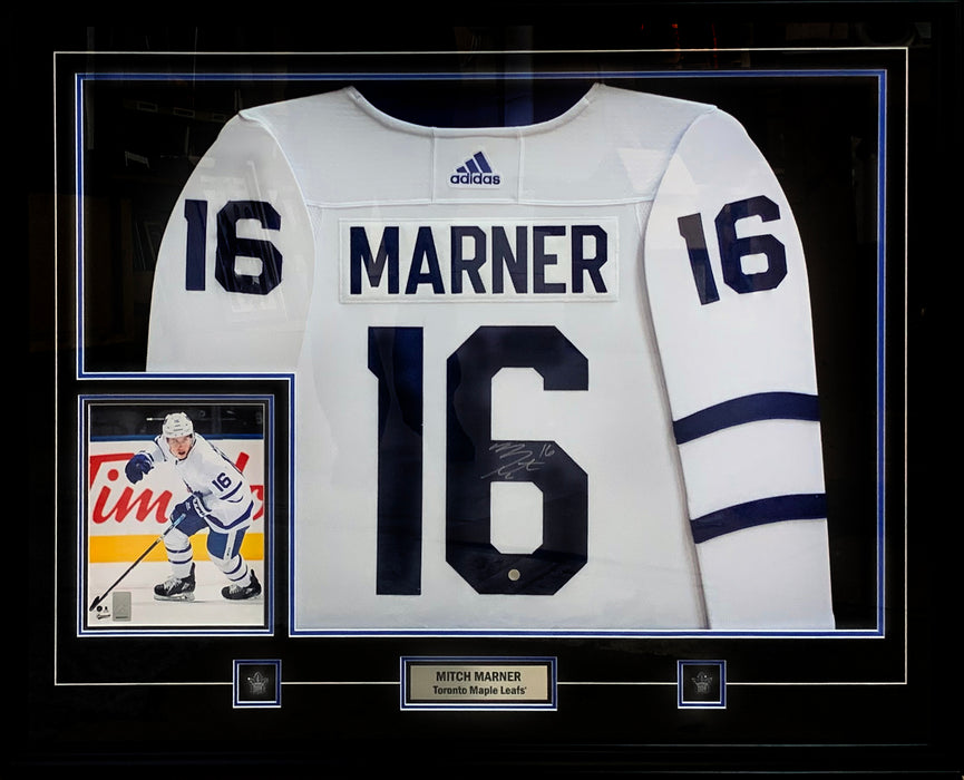 Mitch Marner Signed Framed Toronto Maple Leafs White Adidas Authentic Jersey with 8x10 Photo