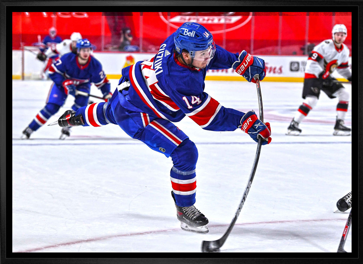 Nick Suzuki Montreal Canadiens Framed 20x29 Shooting Canvas