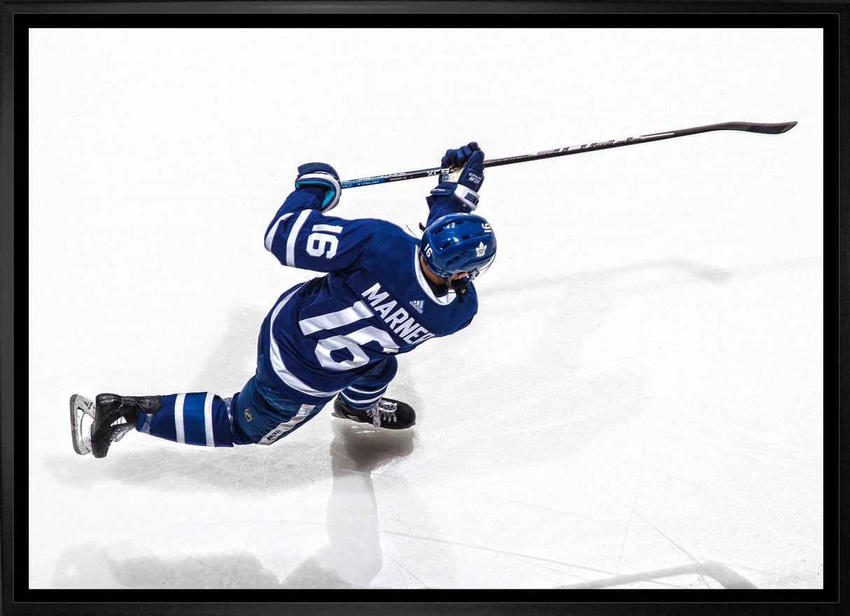 Mitch Marner Toronto Maple Leafs Framed 20x29 Shooting Overhead Canvas