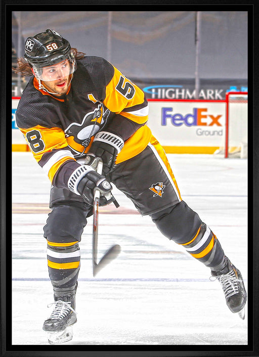 Kris Letang Pittsburgh Penguins Framed 20x29 Shooting Canvas - Frameworth Sports Canada 