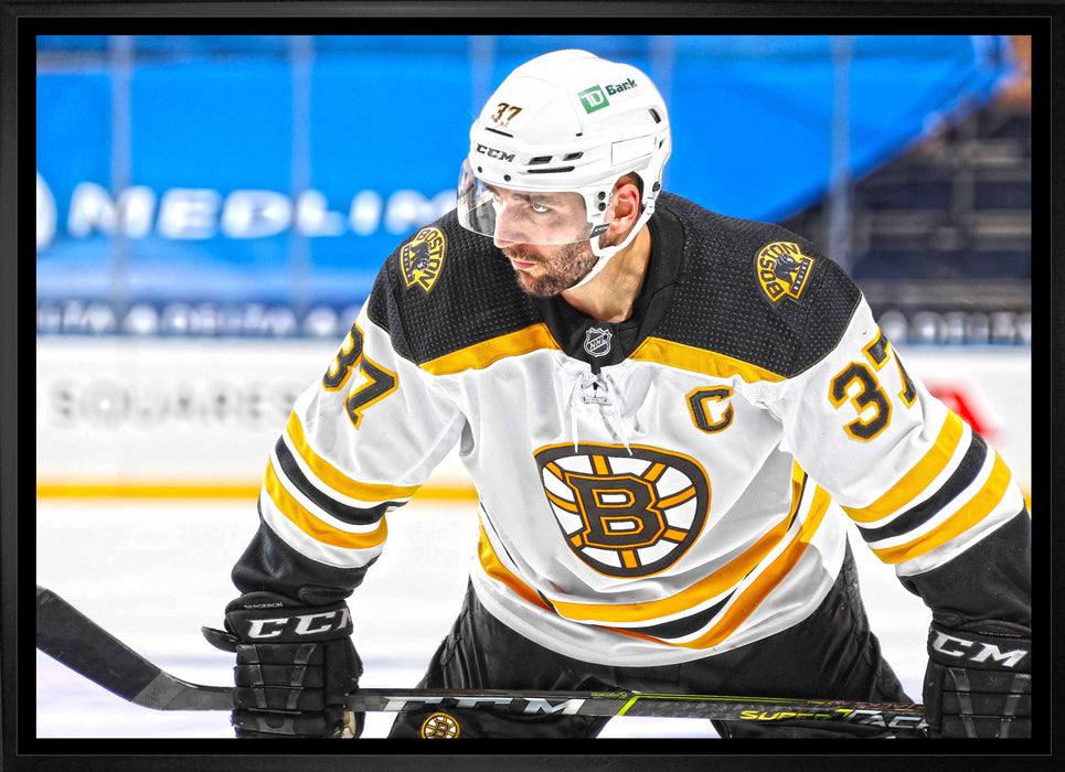 Patrice Bergeron Boston Bruins Framed 20x29 Face-Off Canvas - Frameworth Sports Canada 