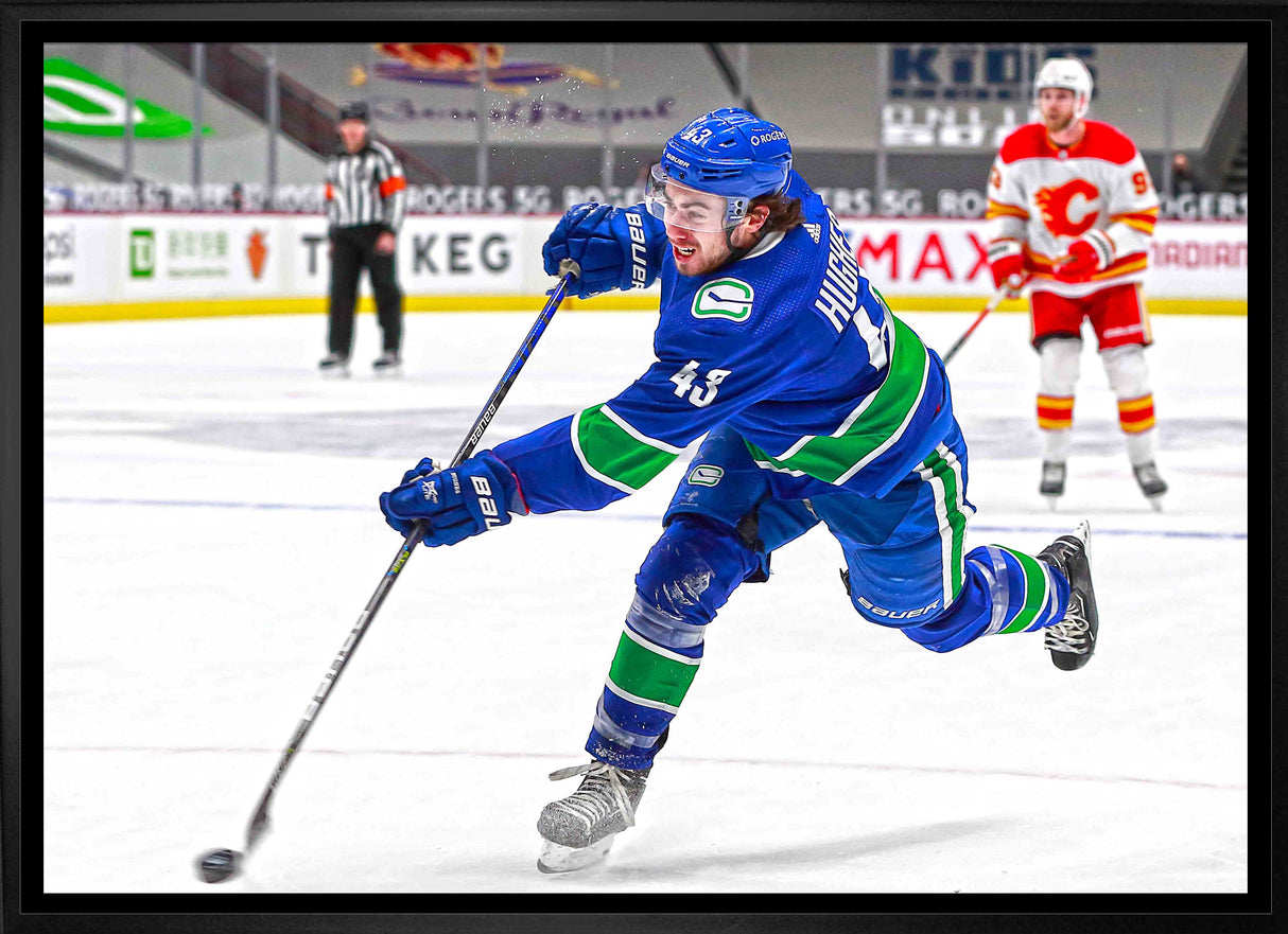 Quinn Hughes Vancouver Canucks Framed 20x29 Shooting Canvas