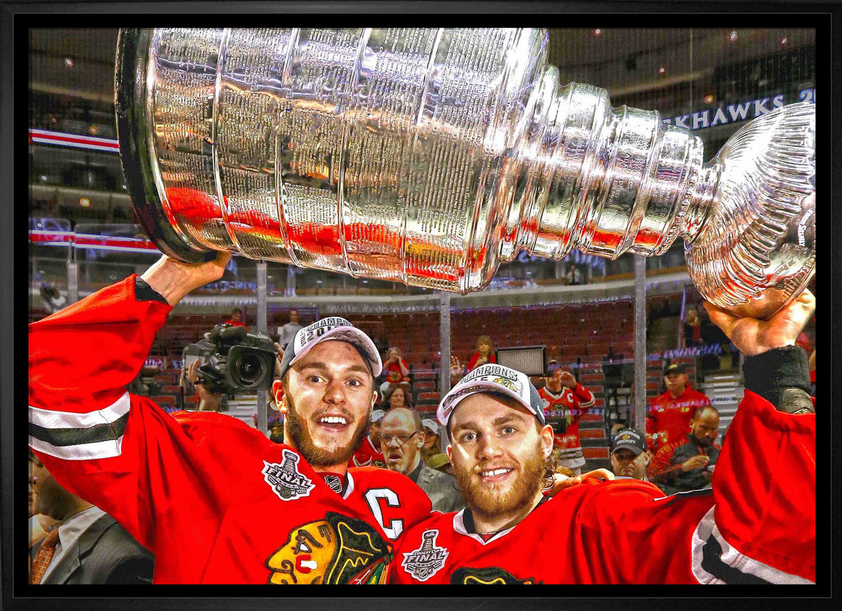 Jonathan Toews & Patrick Kane Chicago Blackhawks Framed  20x29 Lifting Stanley Cup Canvas