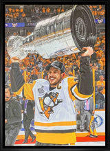 Sidney Crosby Pittsburgh Penguins Framed 20x29 Raising Cup Canvas