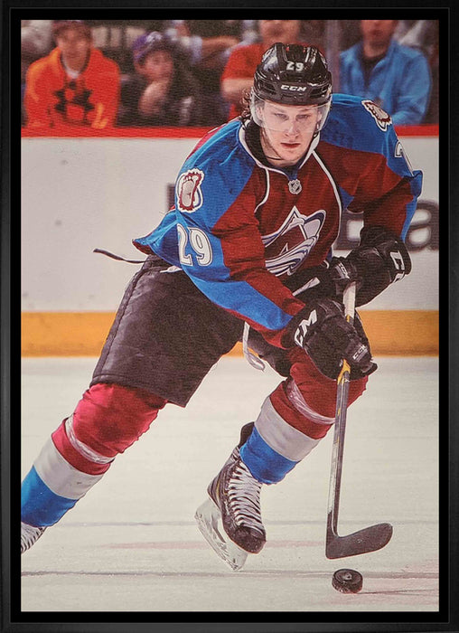 Nathan MacKinnon Colorado Avalanche Framed  20x29 Skating with Puck Canvas