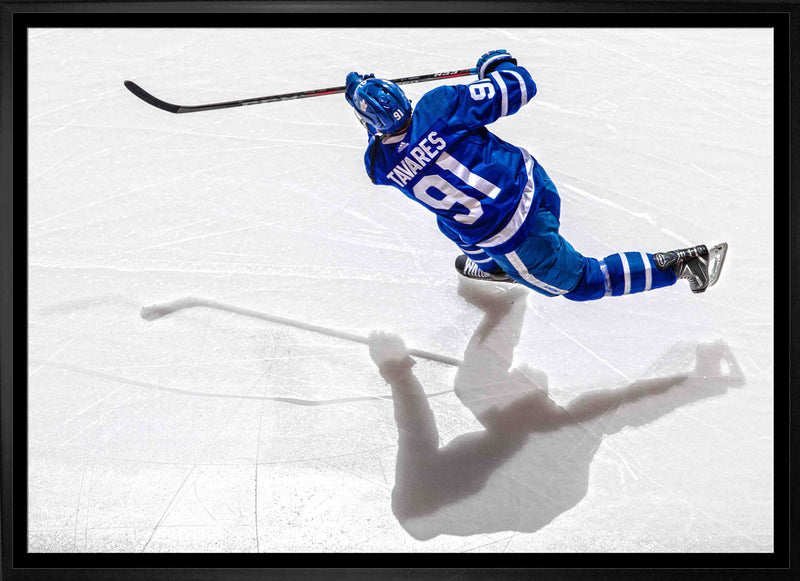 John Tavares Toronto Maple Leafs Framed 20x29 Shooting Canvas