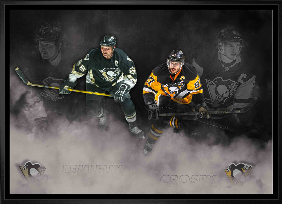 Mario Lemieux and Sidney Crosby Pittsburgh Penguins Framed  20x29 Canvas Collage