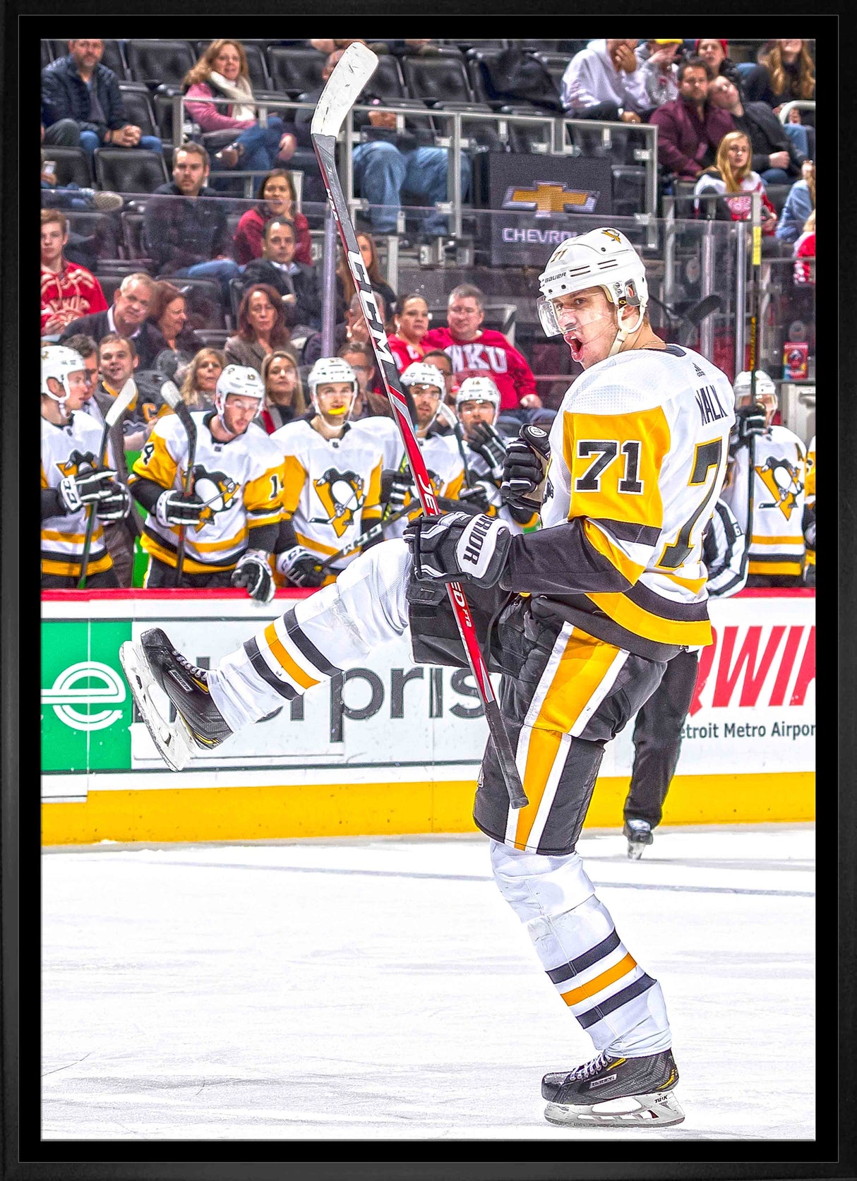 Evgeni Malkin Pittsburgh Penguins Framed 20x29 Goal Celebration Canvas