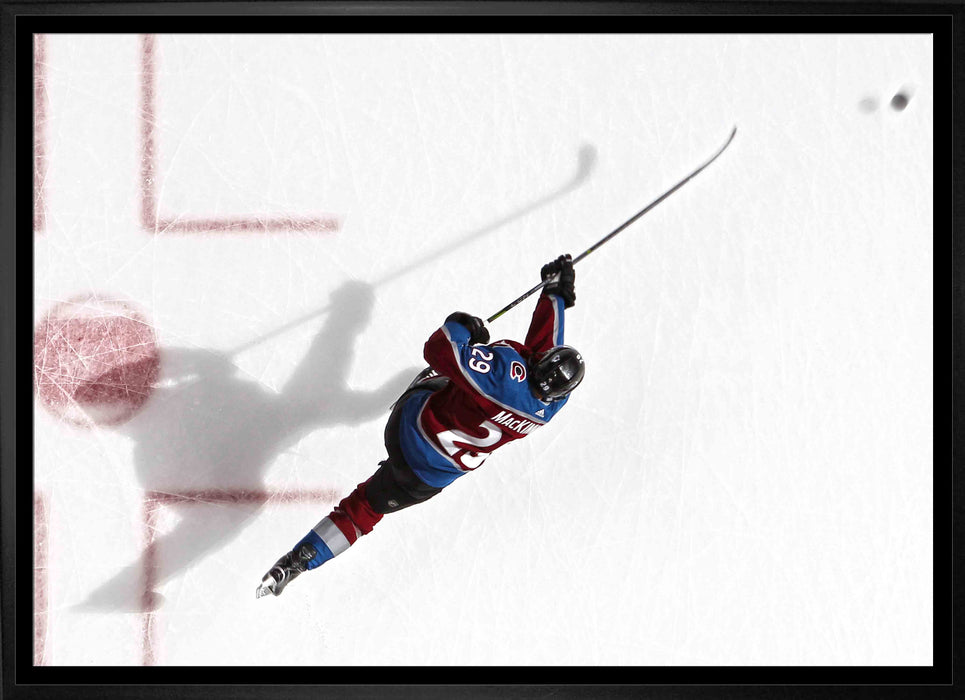 Nathan MacKinnon Colorado Avalanche Framed 20x29 Overhead Canvas - Frameworth Sports Canada 