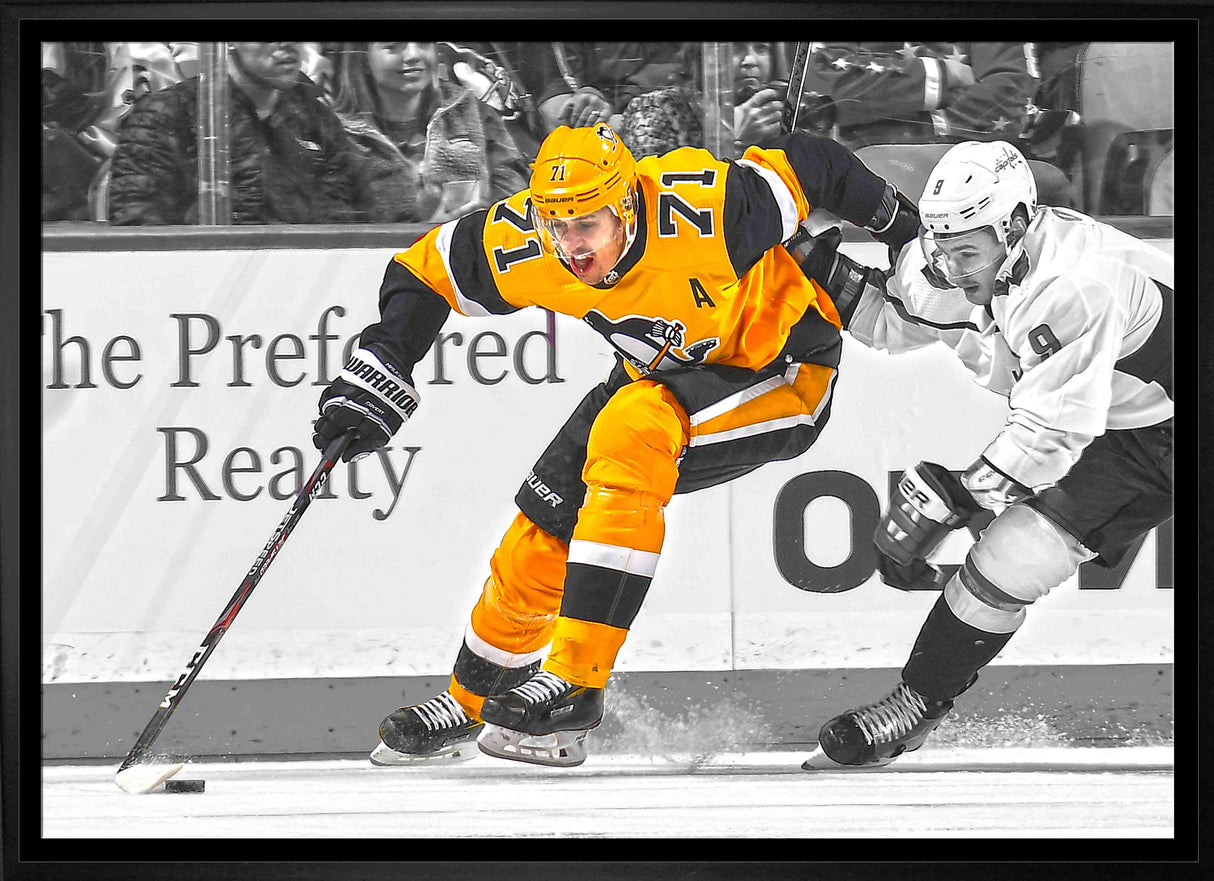 Evgeni Malkin Pittsburgh Penguins Framed 20x29 Skating with Puck Spotlight Canvas